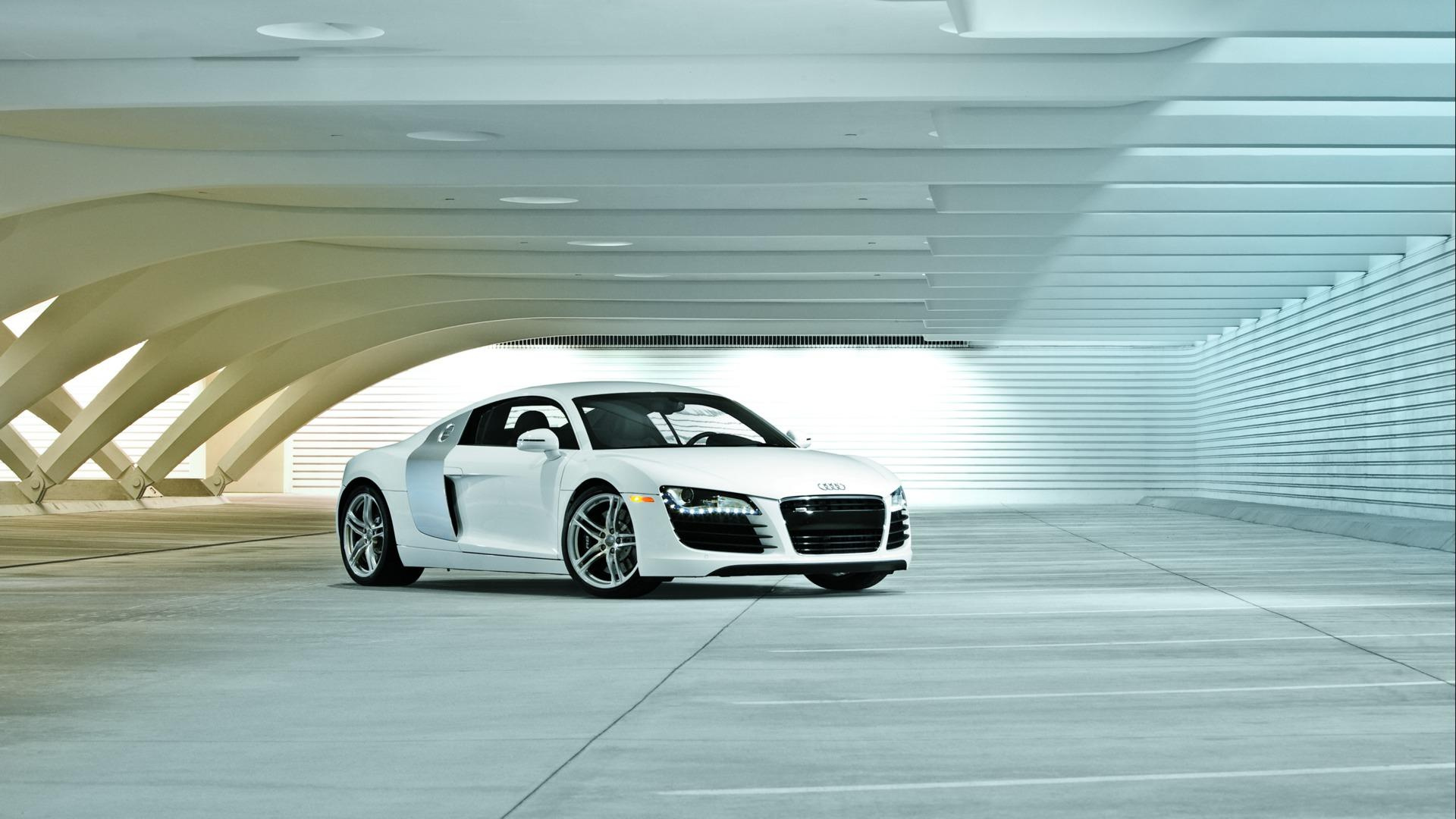 Porsche 911 Blanco Estacionado en el Garaje. Wallpaper in 1920x1080 Resolution