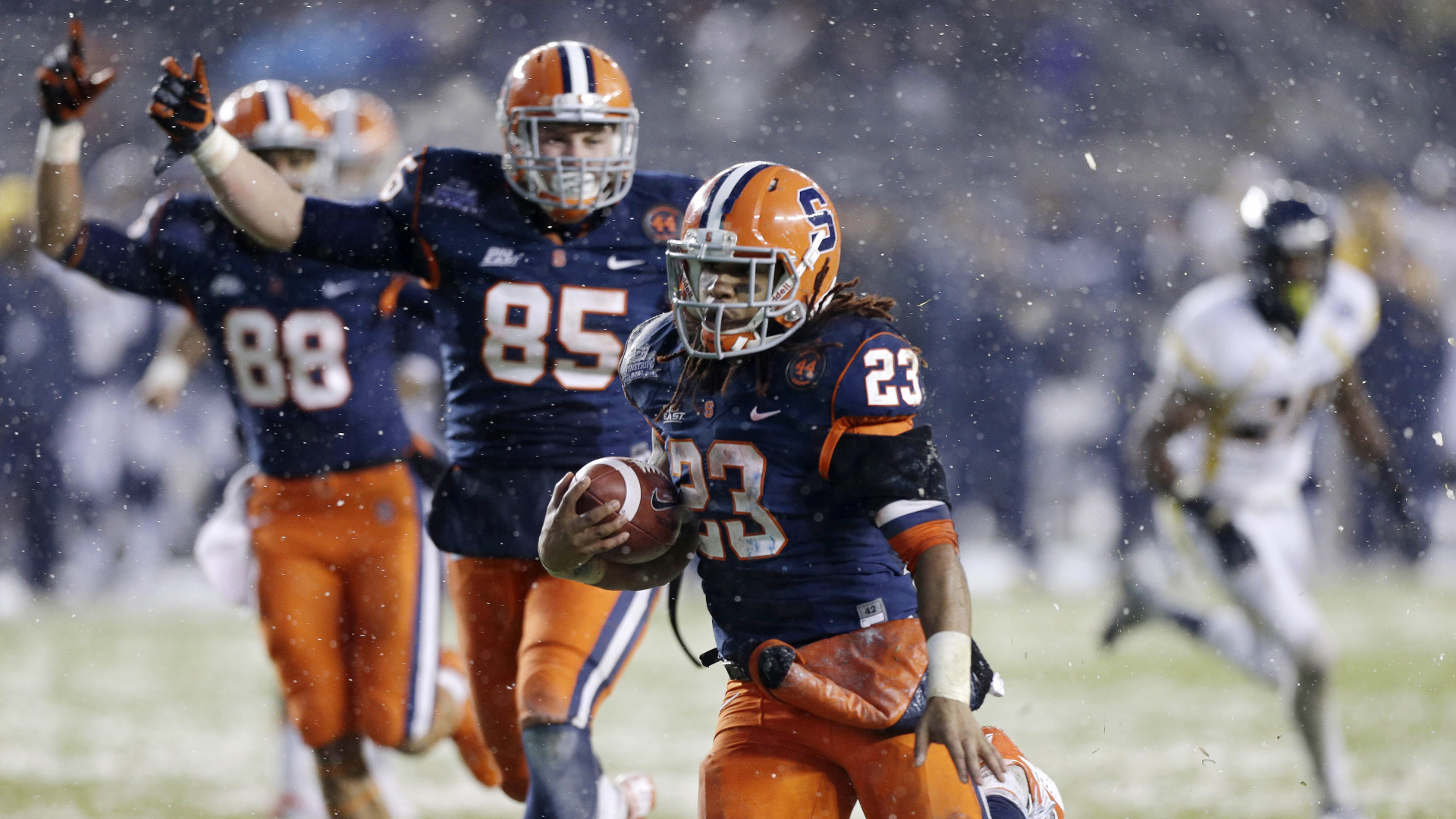 Football Player in Blue Jersey Shirt and Shorts. Wallpaper in 1920x1080 Resolution