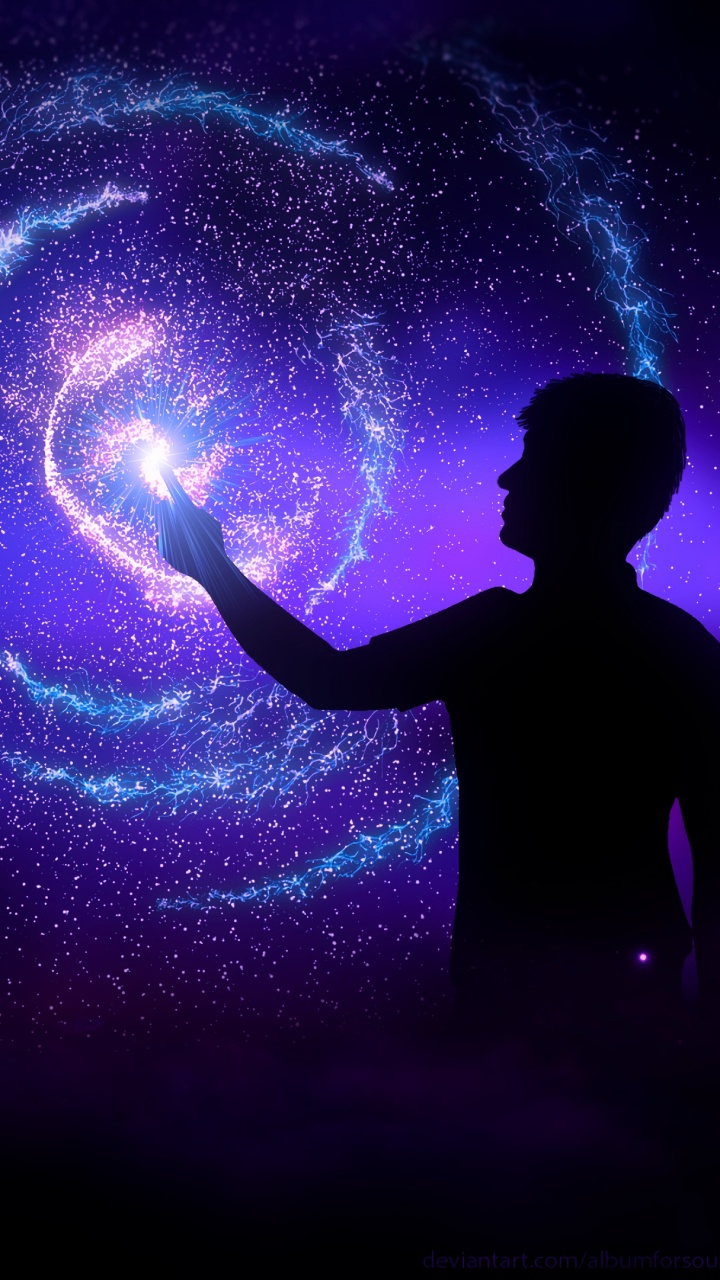 Silueta, De, Hombre Estar de Pie, Delante De, Luz Púrpura. Wallpaper in 720x1280 Resolution