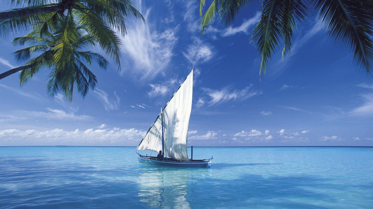 Weißes Segelboot Auf Blauem Meer Unter Blauem Himmel Tagsüber. Wallpaper in 1280x720 Resolution