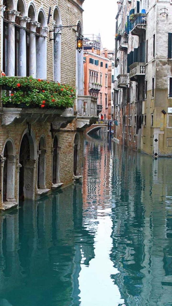 意大利, 运河, 反射, 街区, 街 壁纸 720x1280 允许