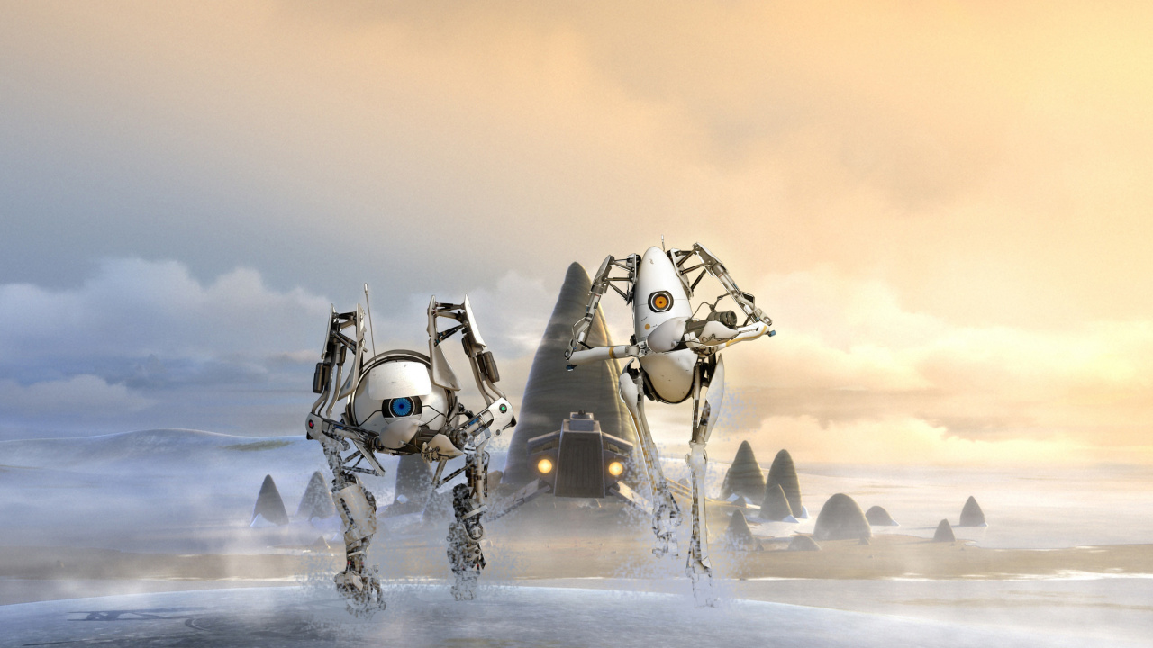 Portal 2, Portail, Robot, Machine, Pac Man. Wallpaper in 1280x720 Resolution