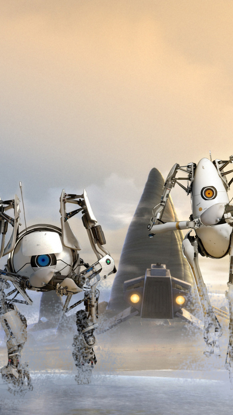 Portal 2, Portail, Robot, Machine, Pac Man. Wallpaper in 750x1334 Resolution