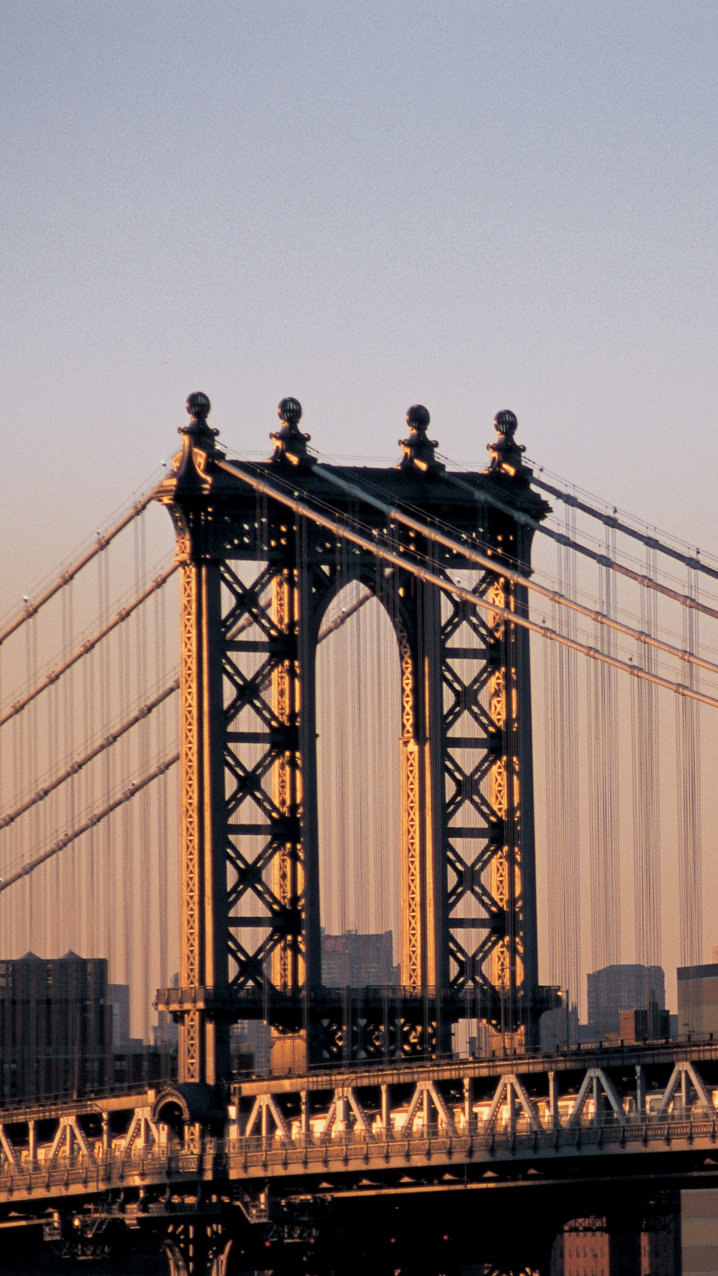 布鲁克林大桥, 曼哈顿大桥, 有线桥, 里程碑, 城市 壁纸 1440x2560 允许