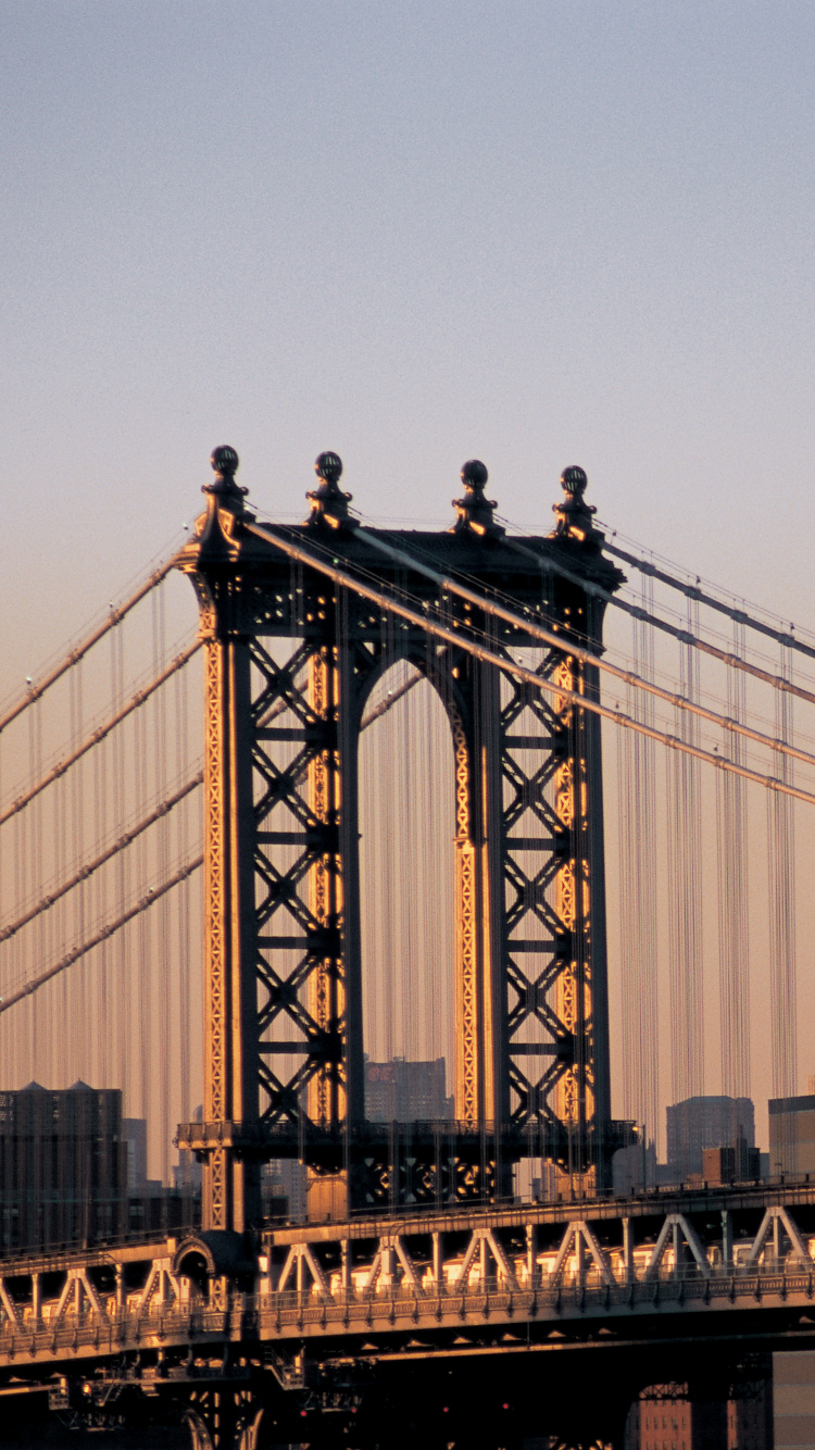 布鲁克林大桥, 曼哈顿大桥, 有线桥, 里程碑, 城市 壁纸 750x1334 允许