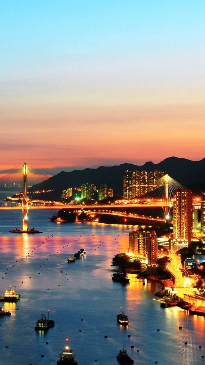 旧金山, 晚上, 反射, 城市, 日落 壁纸 720x1280 允许