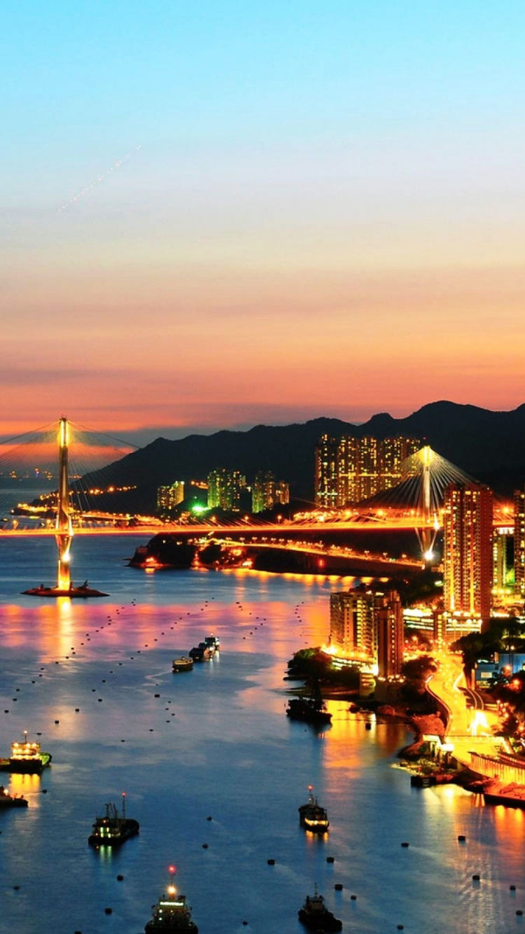 旧金山, 晚上, 反射, 城市, 日落 壁纸 750x1334 允许