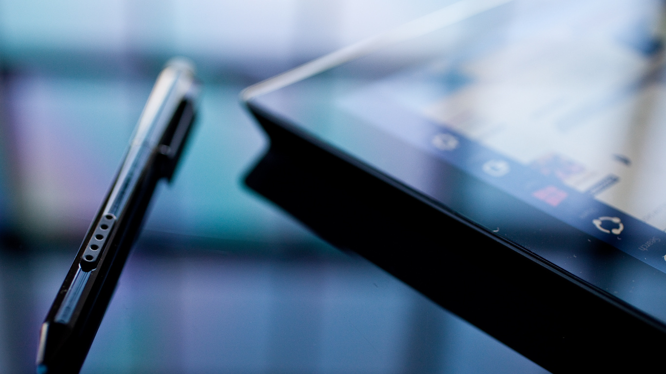 Black Ipad on White Table. Wallpaper in 1366x768 Resolution