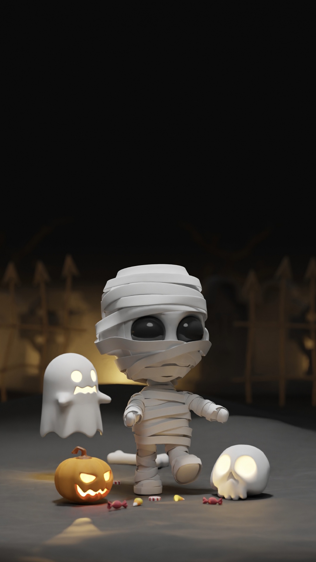 Darkness, Cartoon, Drawing, Mummy, Toy. Wallpaper in 1080x1920 Resolution