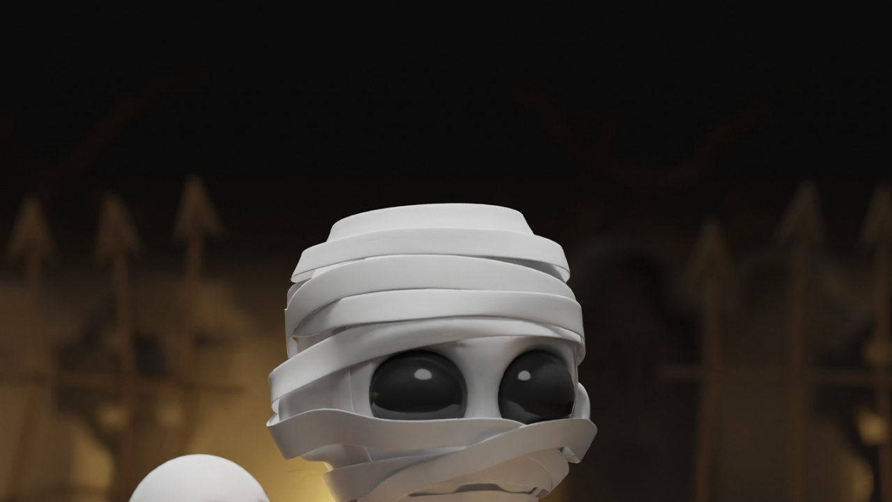 Darkness, Cartoon, Drawing, Mummy, Toy. Wallpaper in 1280x720 Resolution