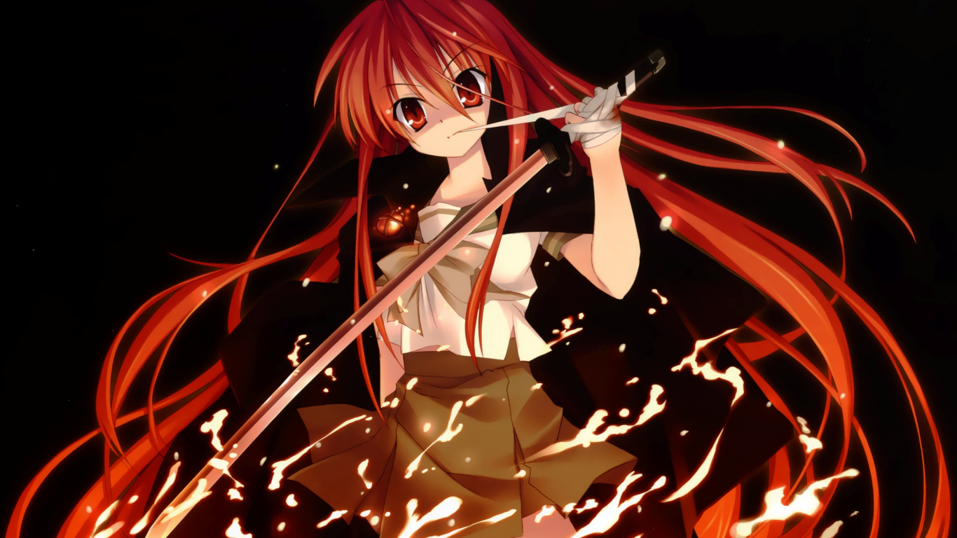 Brown Haired Female Anime Character. Wallpaper in 1366x768 Resolution