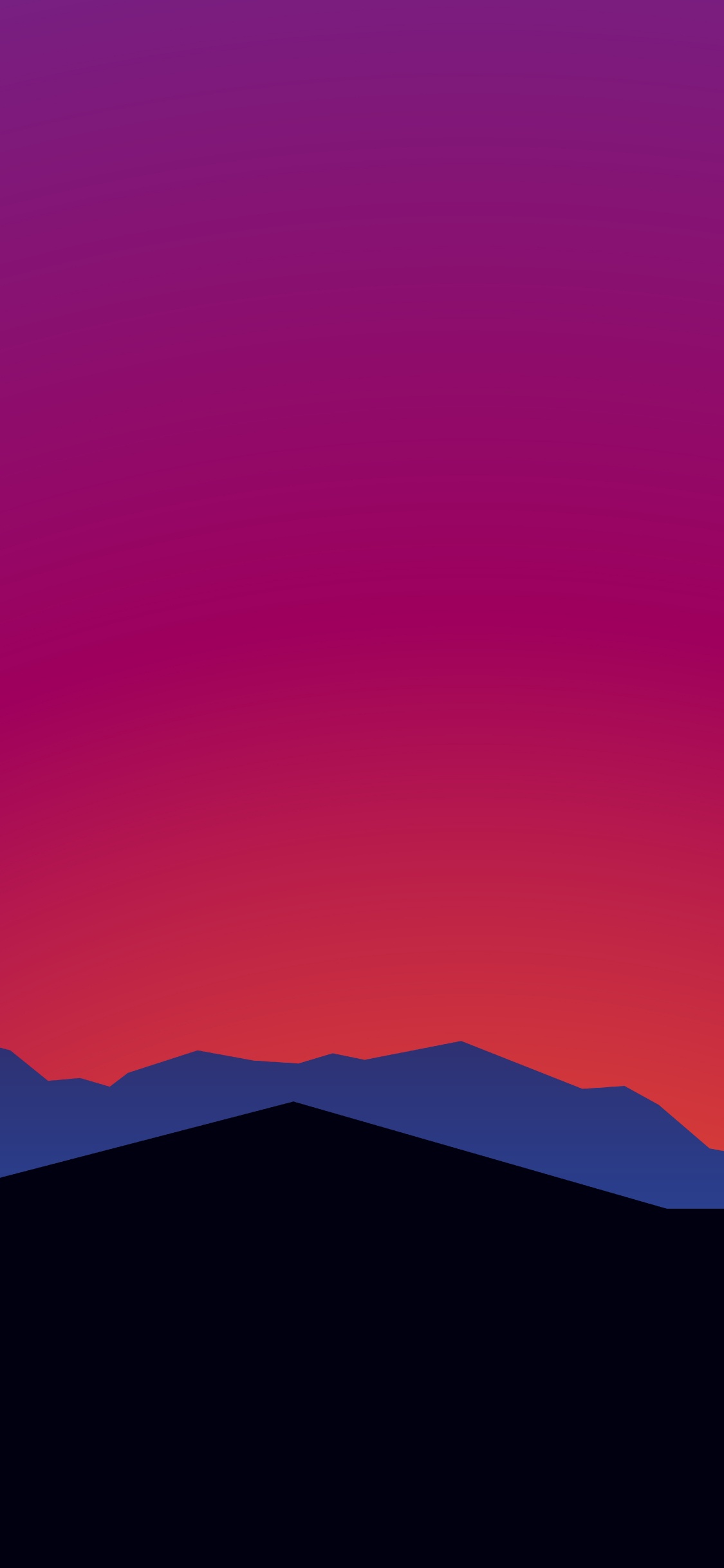 Silhouette de Montagne Pendant le Coucher du Soleil. Wallpaper in 1125x2436 Resolution