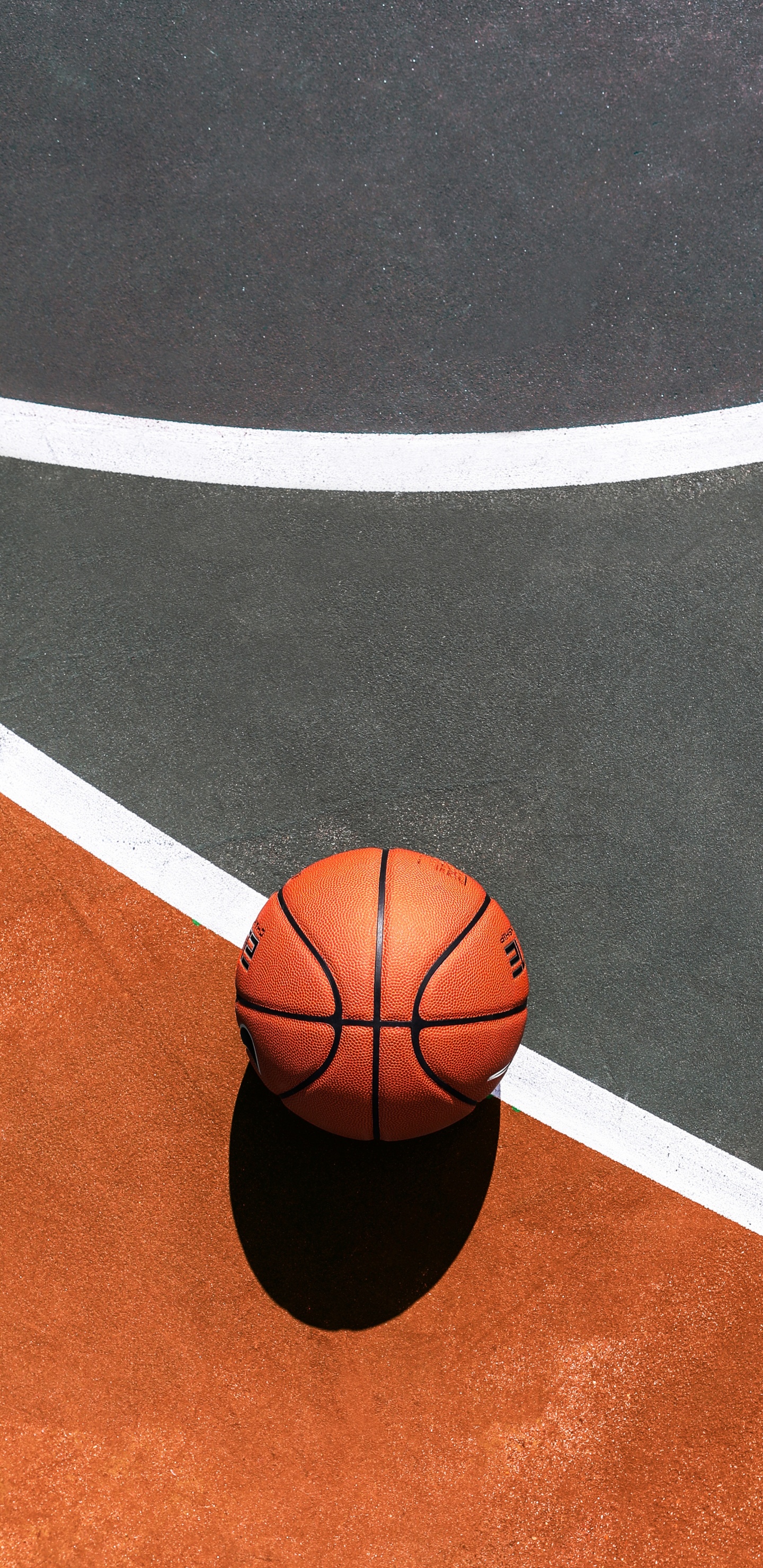 Basketball on Blue and White Basketball Court. Wallpaper in 1440x2960 Resolution