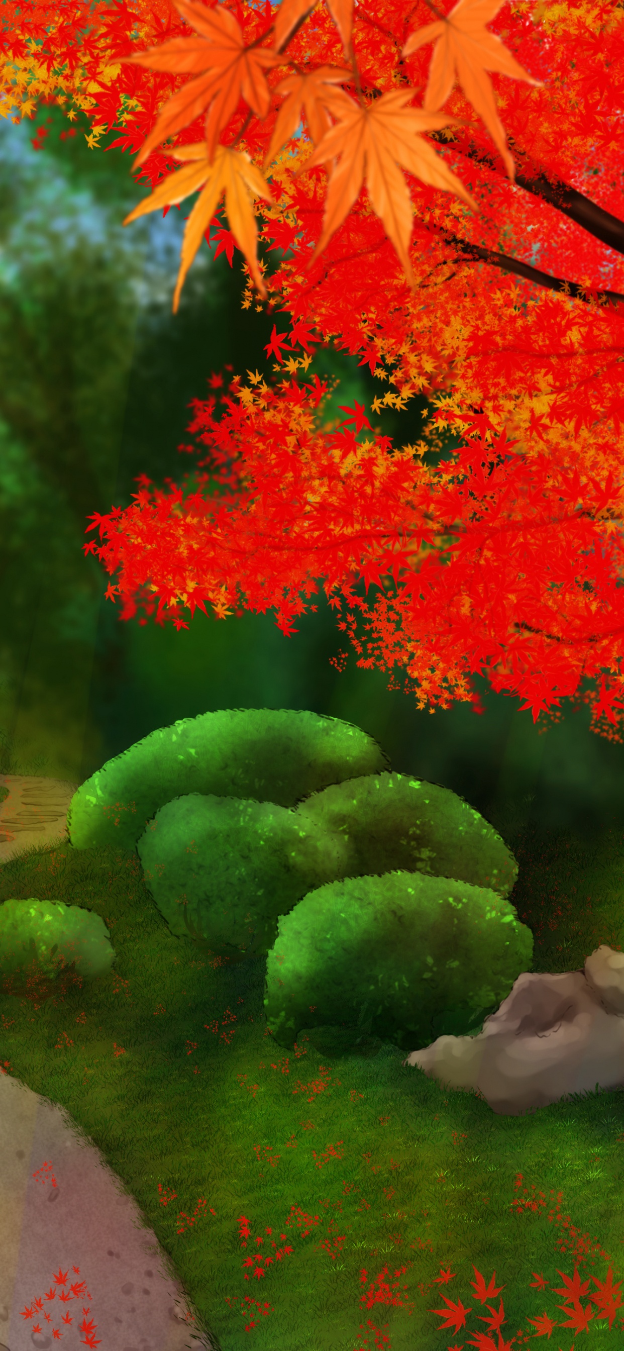Animation, Anime, Plant, Green, Natural Landscape. Wallpaper in 1242x2688 Resolution