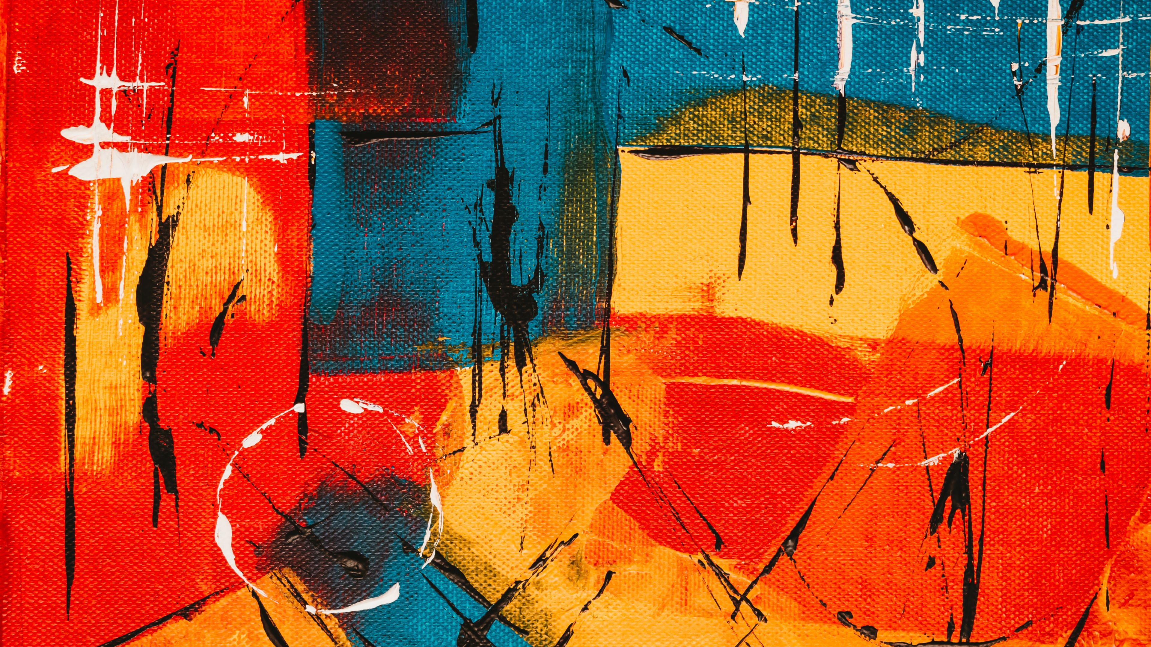 Peinture Abstraite Rouge Bleu et Jaune. Wallpaper in 3840x2160 Resolution