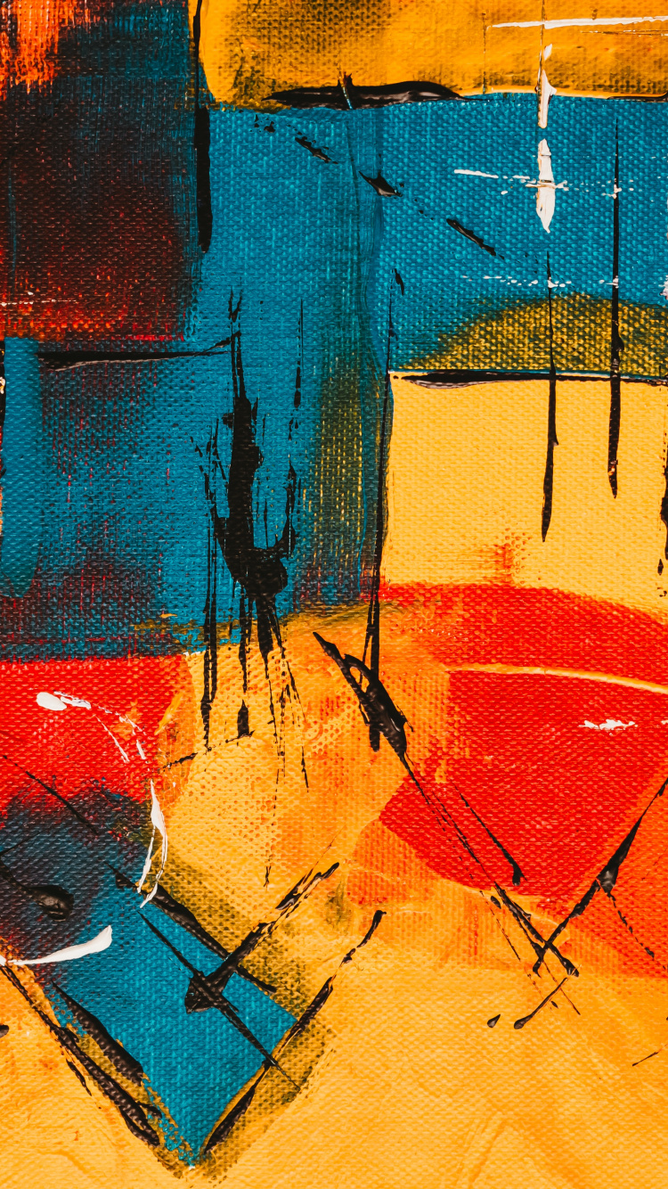 Pintura Abstracta Roja Azul y Amarilla. Wallpaper in 750x1334 Resolution