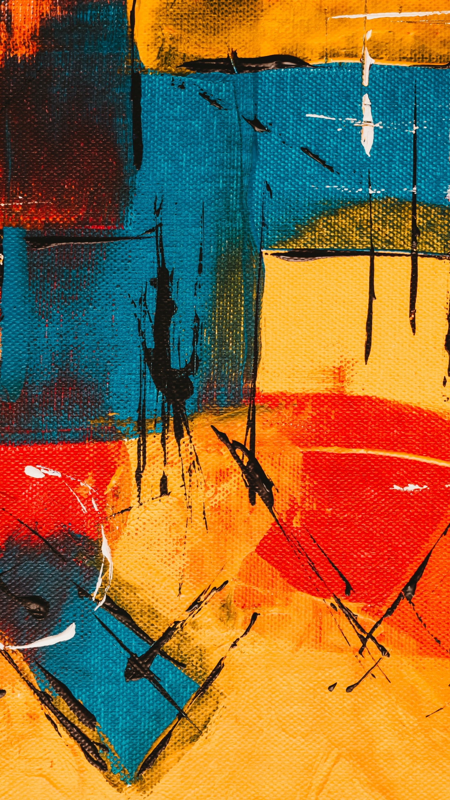 Red Blue and Yellow Abstract Painting. Wallpaper in 1440x2560 Resolution
