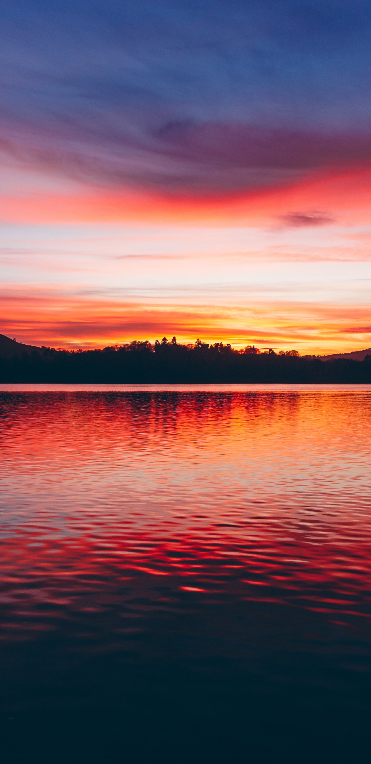 Puesta, Cuerpo de Agua, Afterglow, Reflexión, Naturaleza. Wallpaper in 1440x2960 Resolution