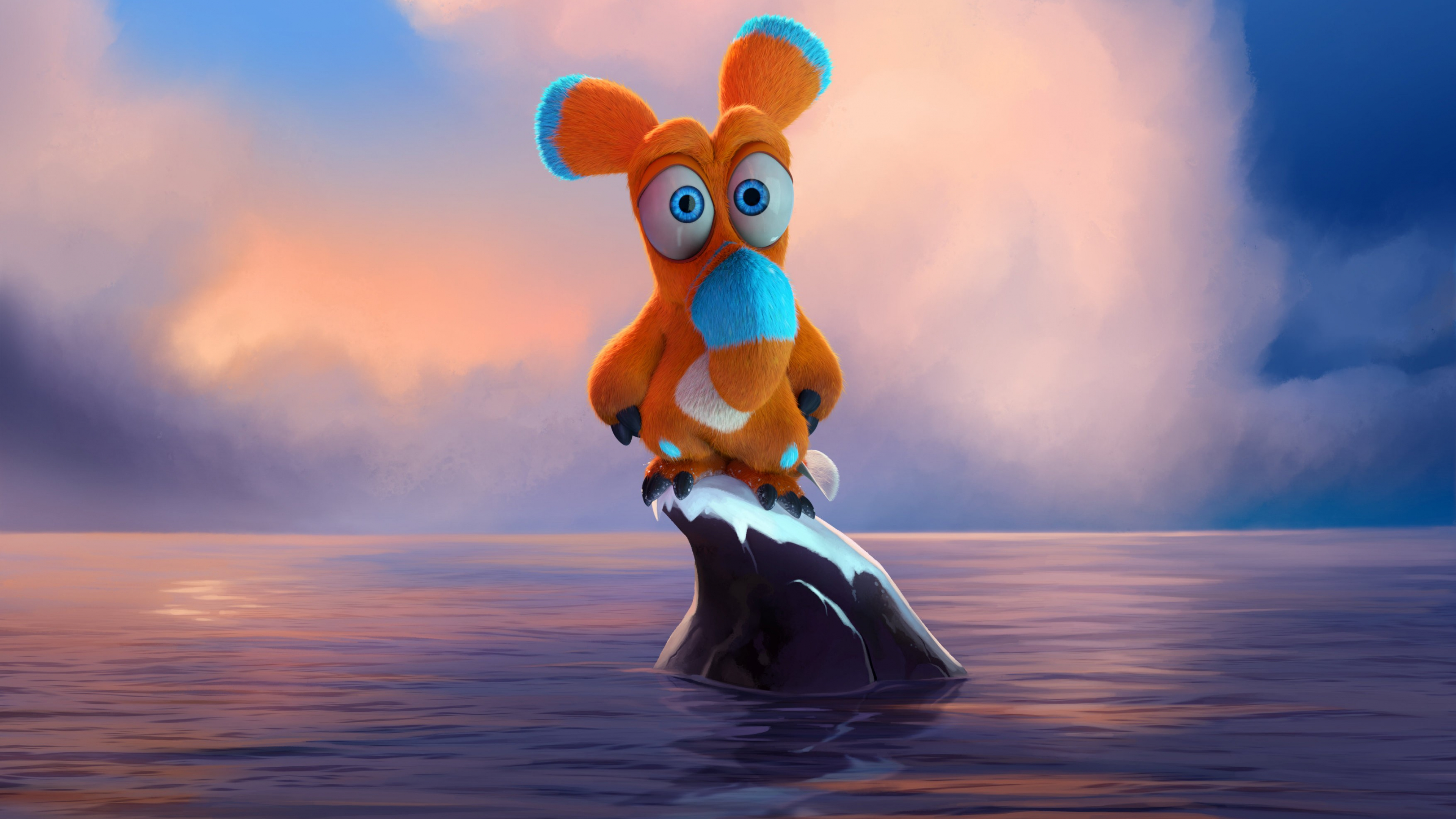 Personaje de Dibujos Animados de Pato Naranja y Blanco. Wallpaper in 3840x2160 Resolution