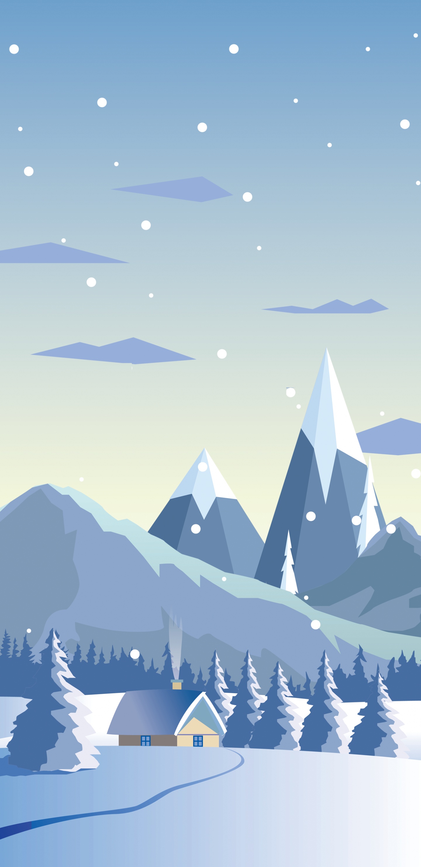 Nieve, el Minimalismo, Los Recursos de Agua, Ecorregión, Naturaleza. Wallpaper in 1440x2960 Resolution