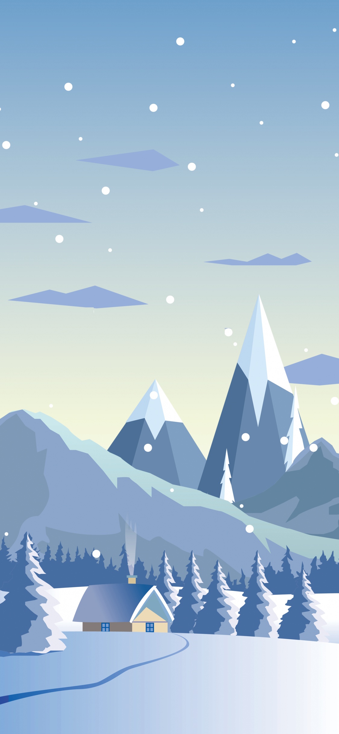 Snow, Minimalism, Water Resources, Ecoregion, Nature. Wallpaper in 1125x2436 Resolution