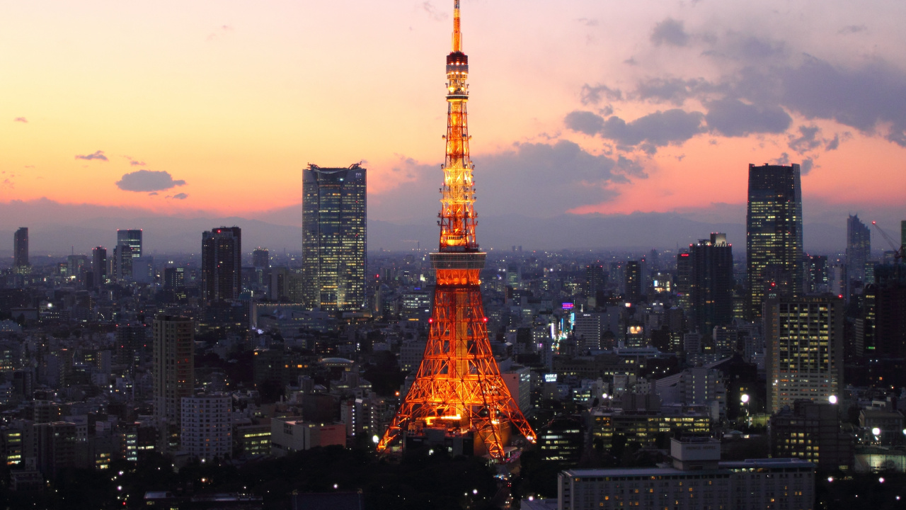 Eiffelturm in Paris Während Der Nacht. Wallpaper in 1280x720 Resolution