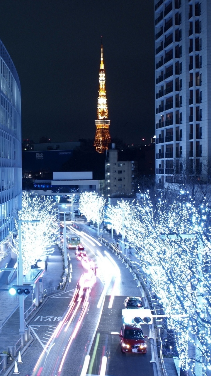 路灯, 大都会, 城市, 东京塔, 城市景观 壁纸 720x1280 允许