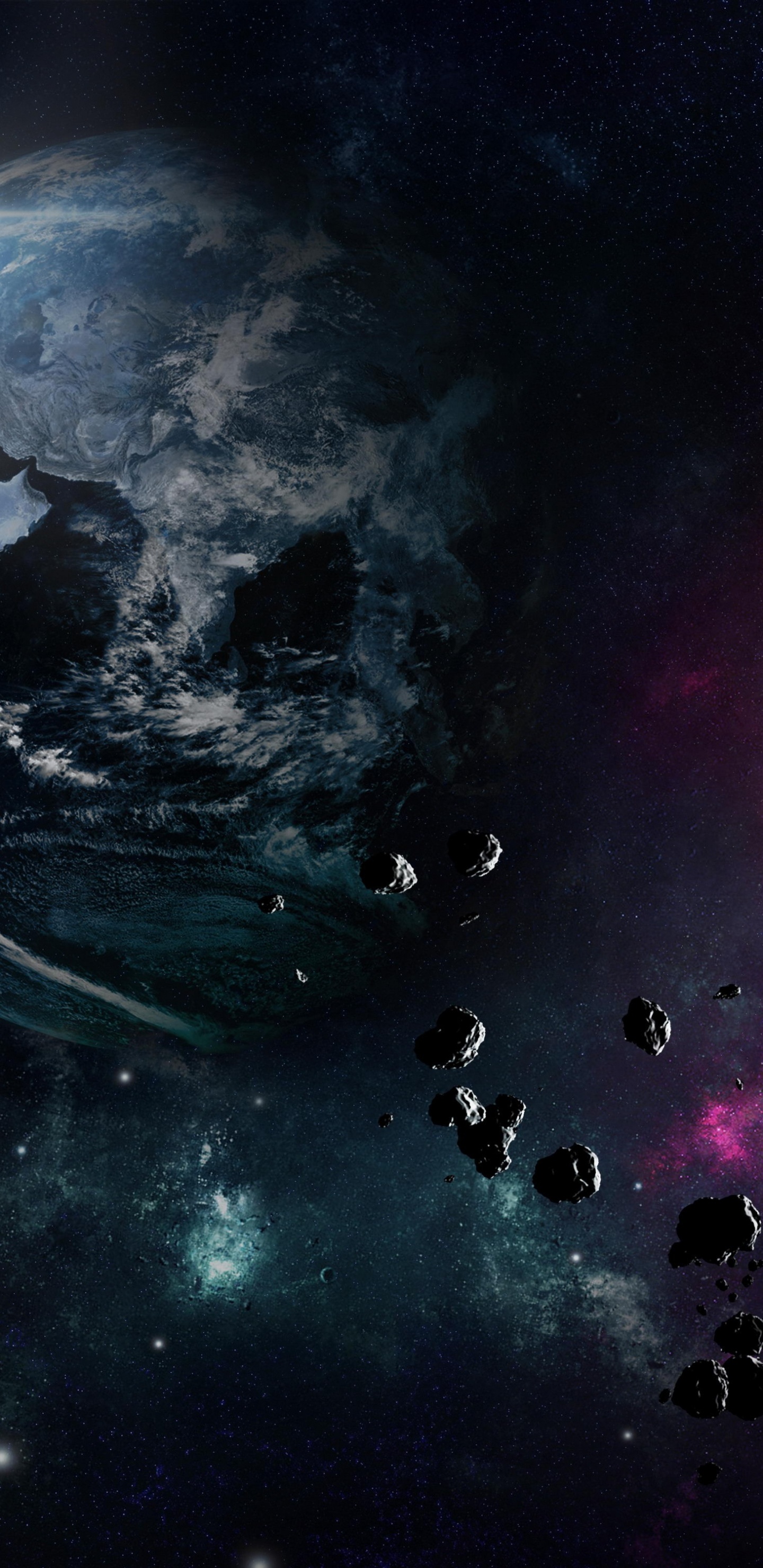 Ilustración de Galaxia Púrpura y Negra. Wallpaper in 1440x2960 Resolution