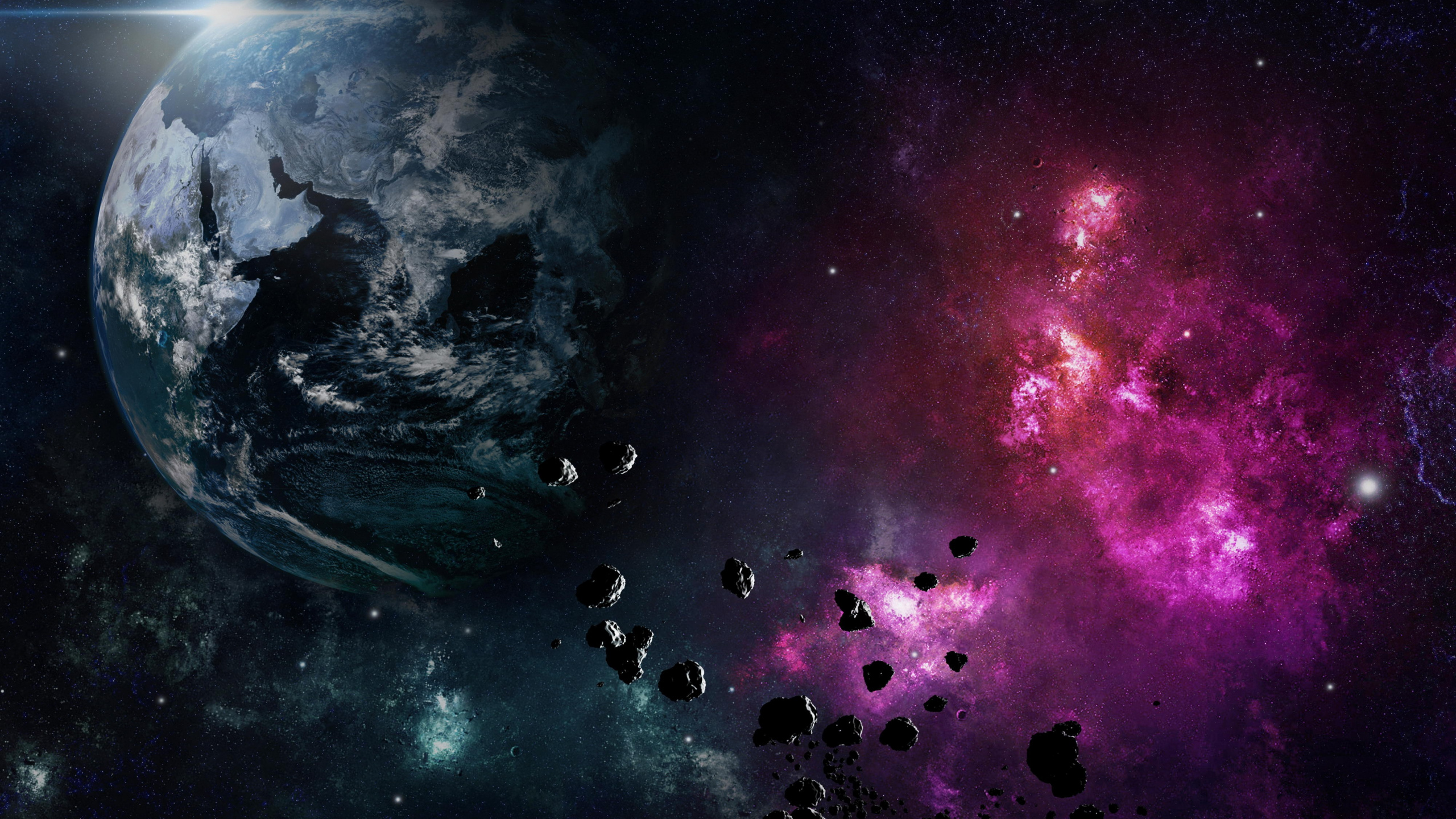 Ilustración de Galaxia Púrpura y Negra. Wallpaper in 2560x1440 Resolution