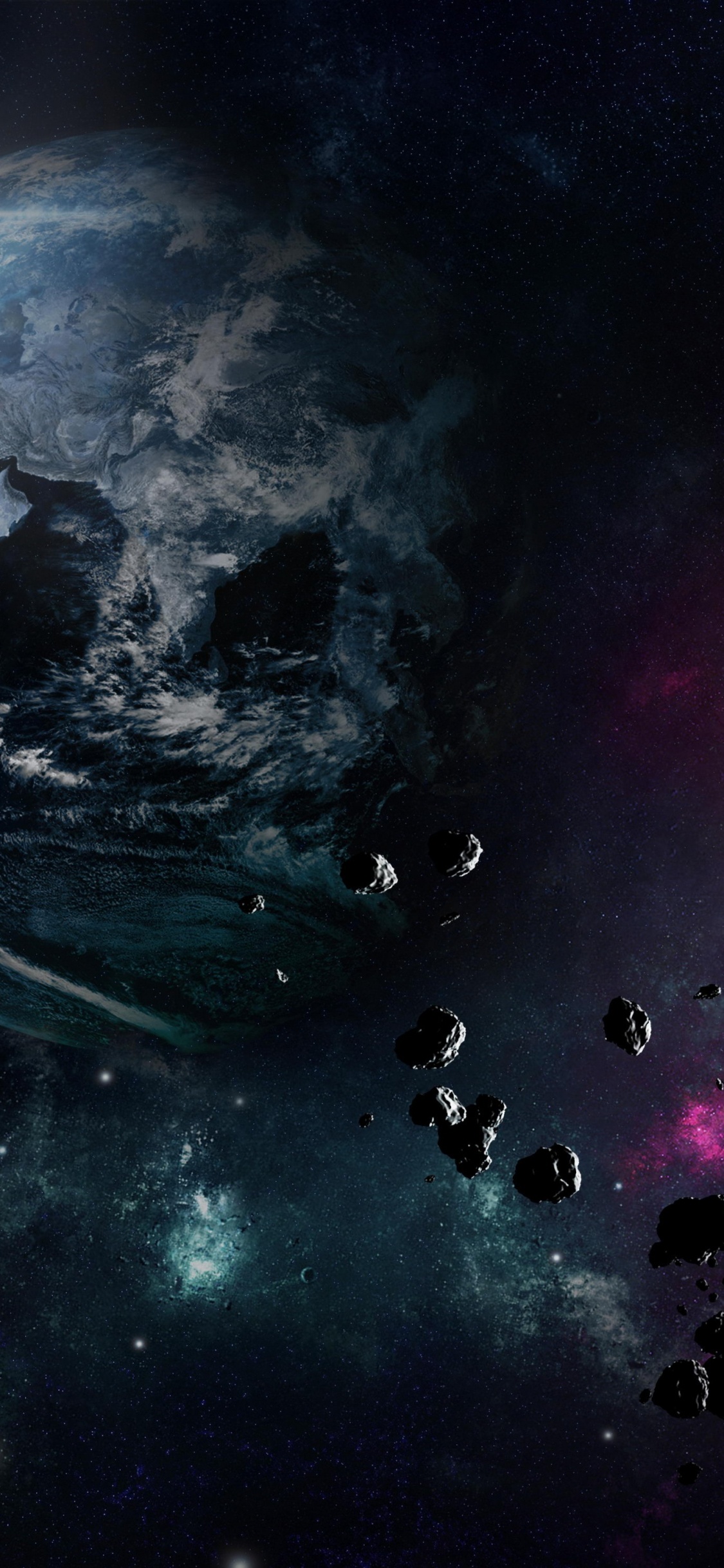 Illustration de Galaxie Violette et Noire. Wallpaper in 1125x2436 Resolution