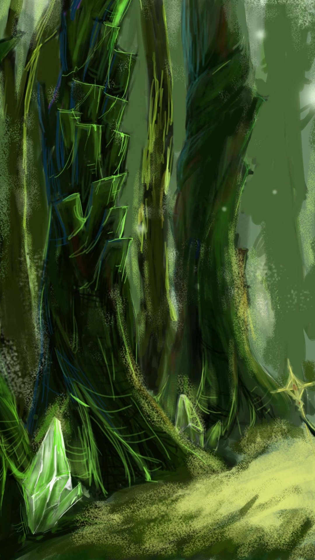 Grüne Und Blaue Abstrakte Malerei. Wallpaper in 1080x1920 Resolution