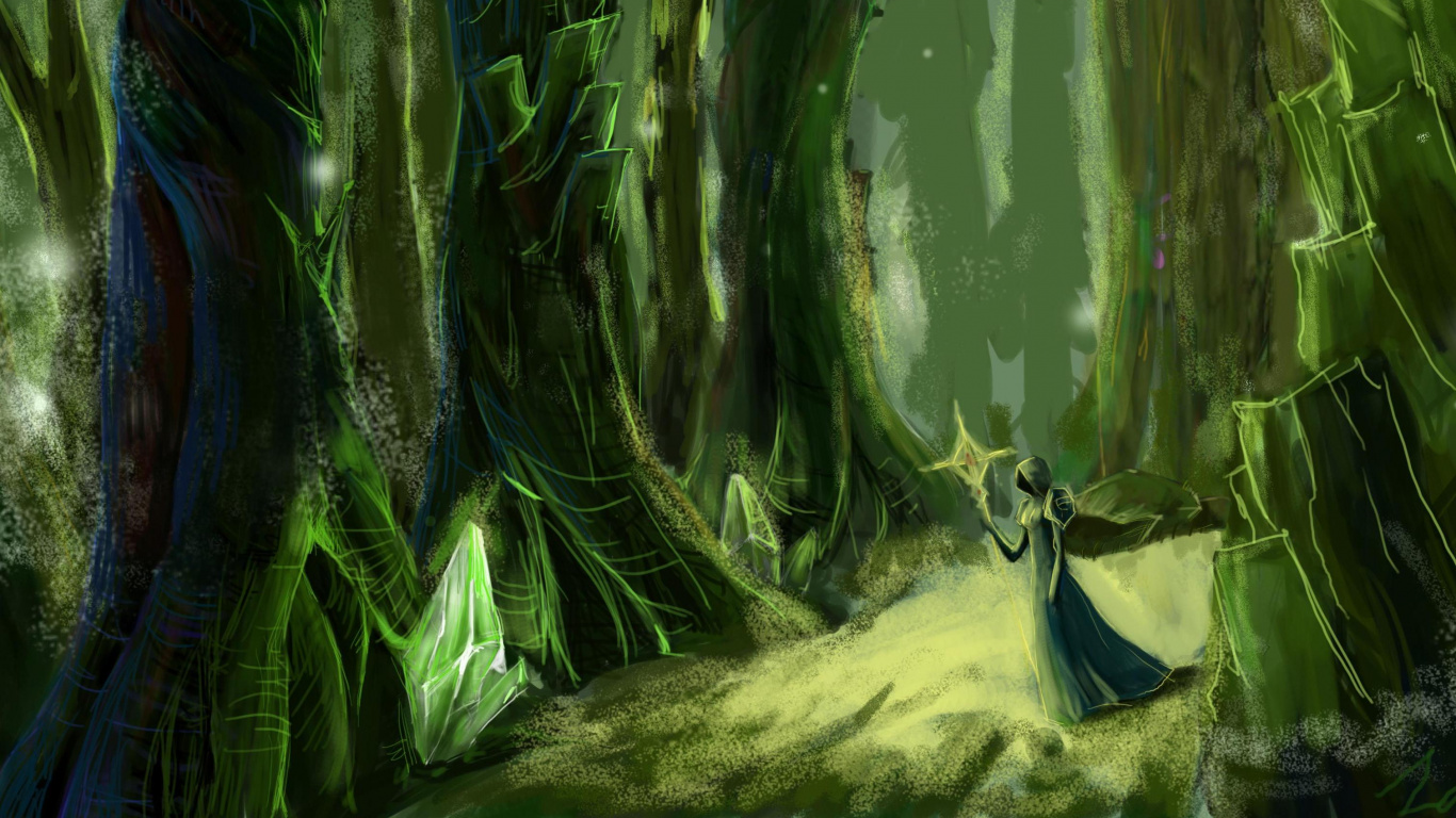 Pintura Abstracta Verde y Azul. Wallpaper in 1366x768 Resolution