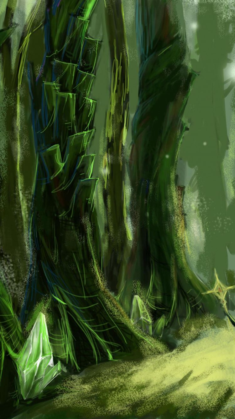 Pintura Abstracta Verde y Azul. Wallpaper in 750x1334 Resolution