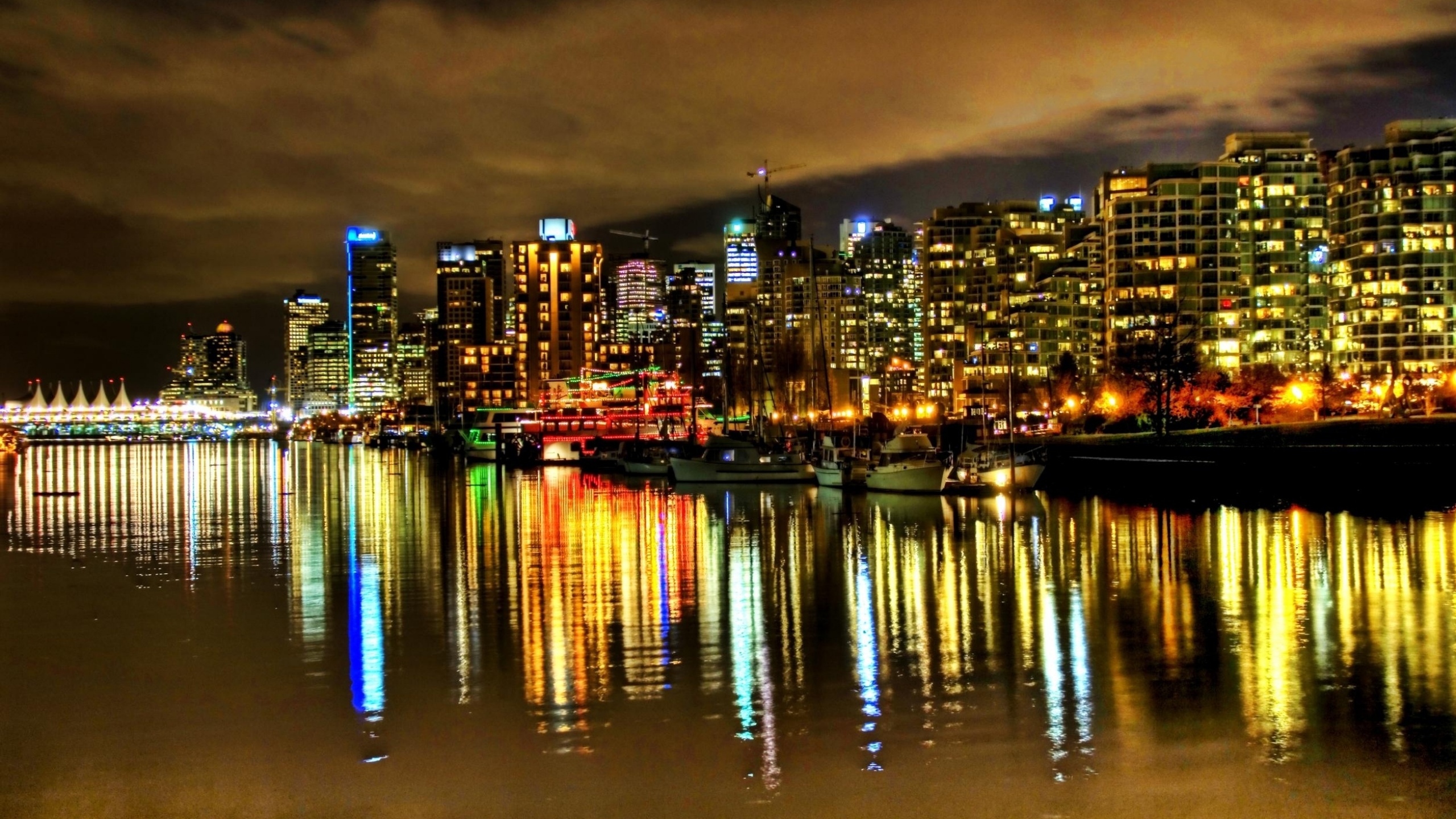 Horizon de la Ville Pendant la Nuit. Wallpaper in 2560x1440 Resolution