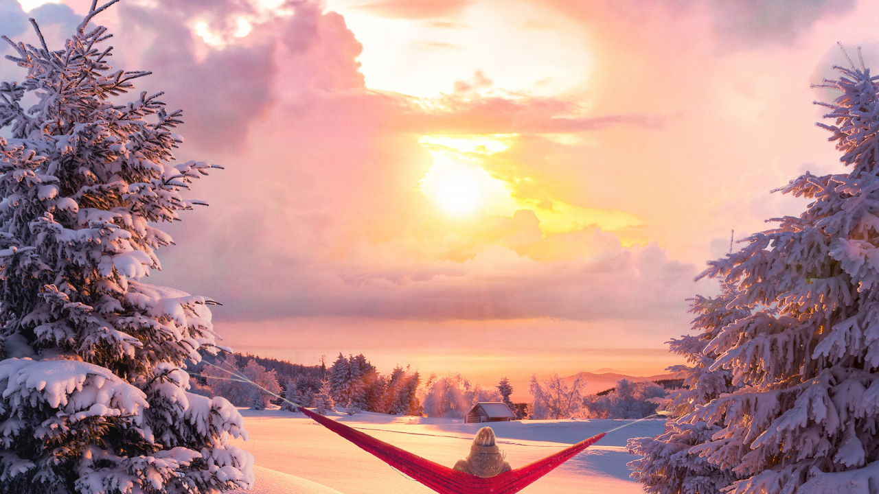 Invierno Estético, La Estética, Invierno, Nieve, Ambiente. Wallpaper in 1280x720 Resolution