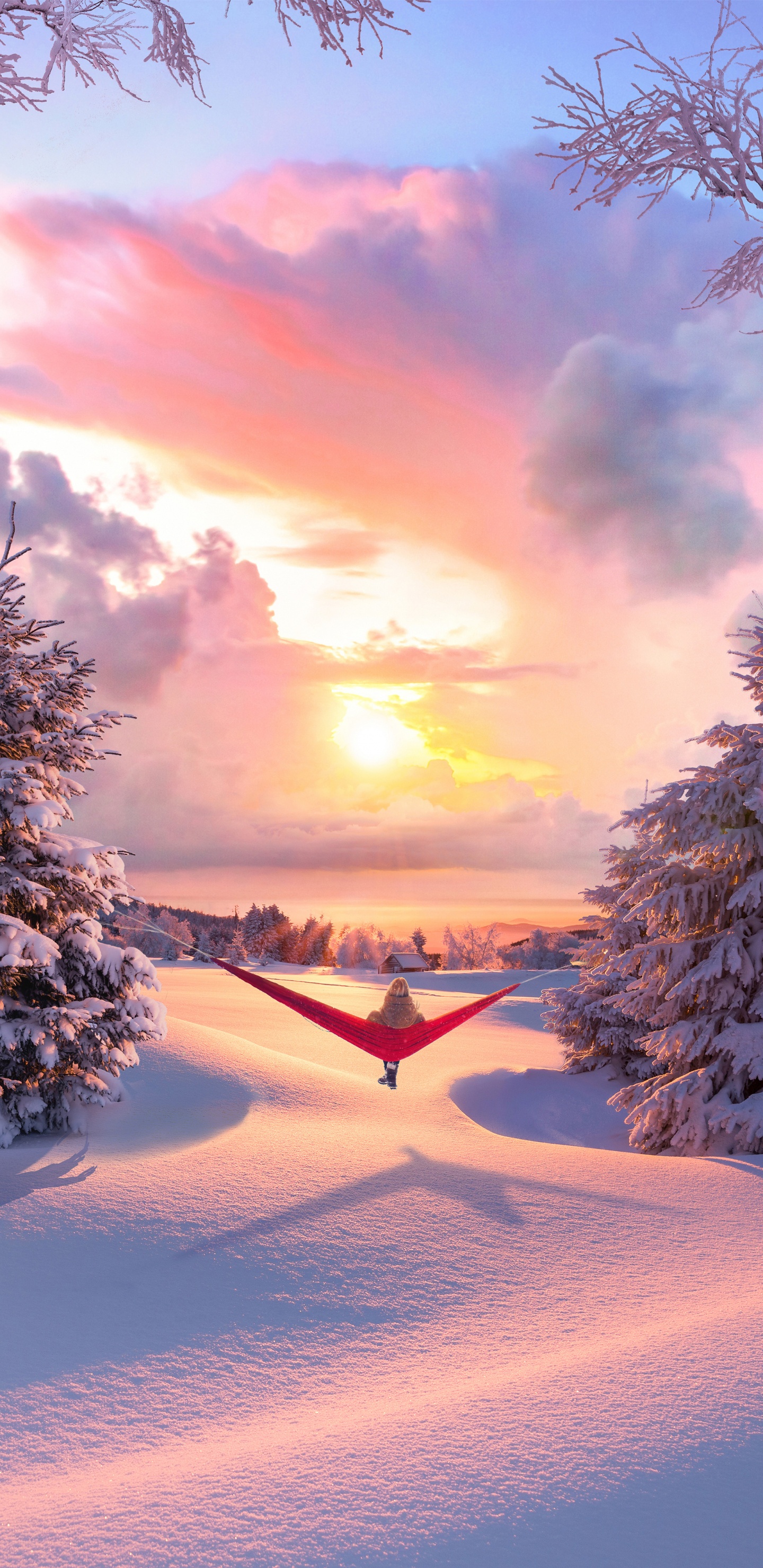 Invierno Estético, La Estética, Invierno, Nieve, Ambiente. Wallpaper in 1440x2960 Resolution