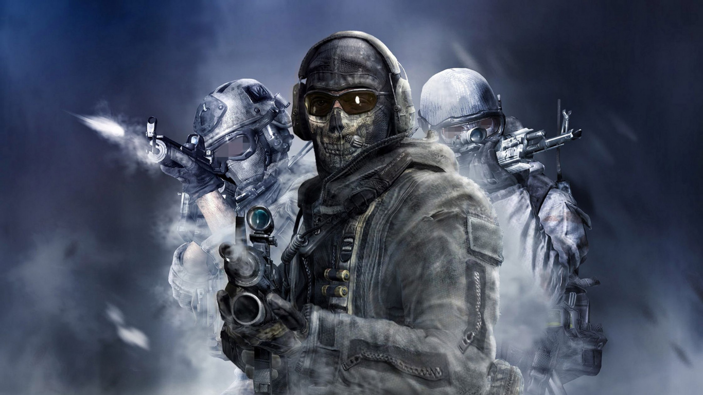 Call of Duty Ghosts, Call of Duty Modern Warfare 2, Call of Duty Black Ops, Call of Duty, Soldado. Wallpaper in 1366x768 Resolution