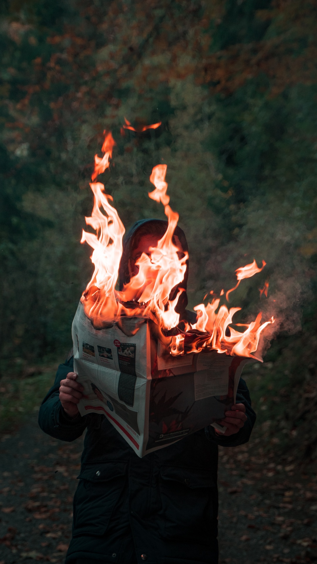 Person in Black Jacket Holding Fire. Wallpaper in 1080x1920 Resolution