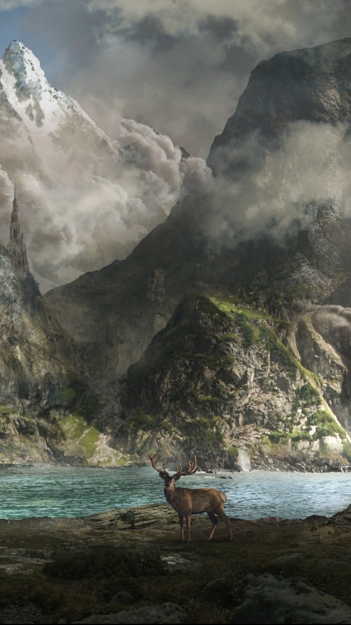 Man in Black Shorts Standing on Brown Rock Near Body of Water During Daytime. Wallpaper in 720x1280 Resolution