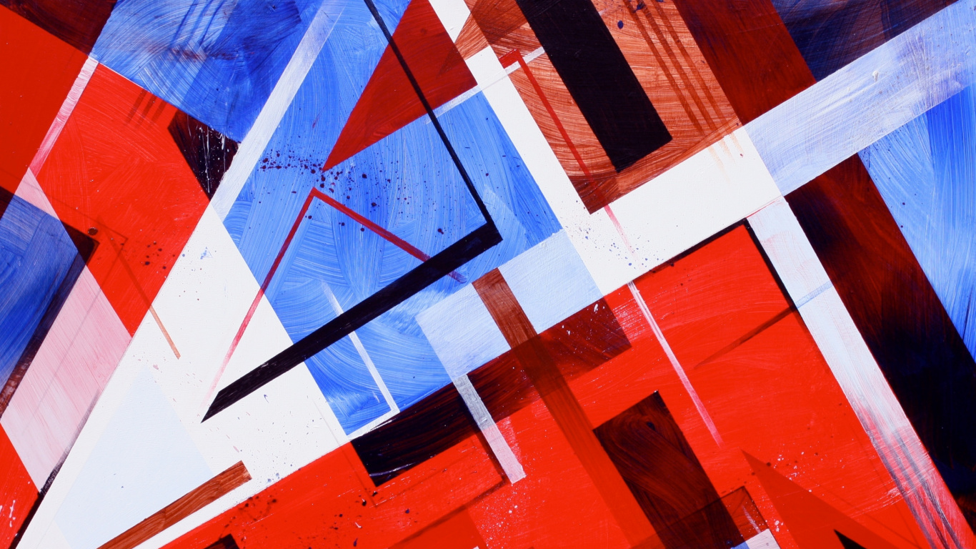 Pintura Abstracta Naranja Blanca y Negra. Wallpaper in 1366x768 Resolution