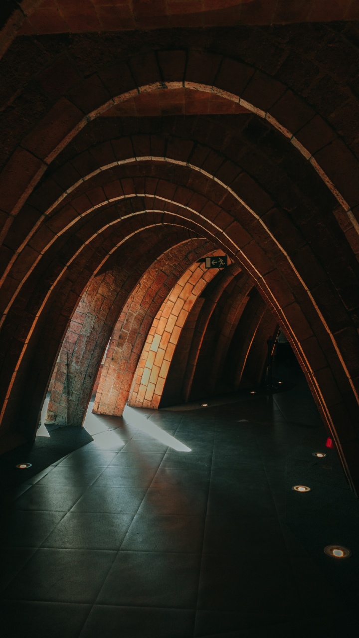 Brown and Gray Tunnel With Lights. Wallpaper in 720x1280 Resolution