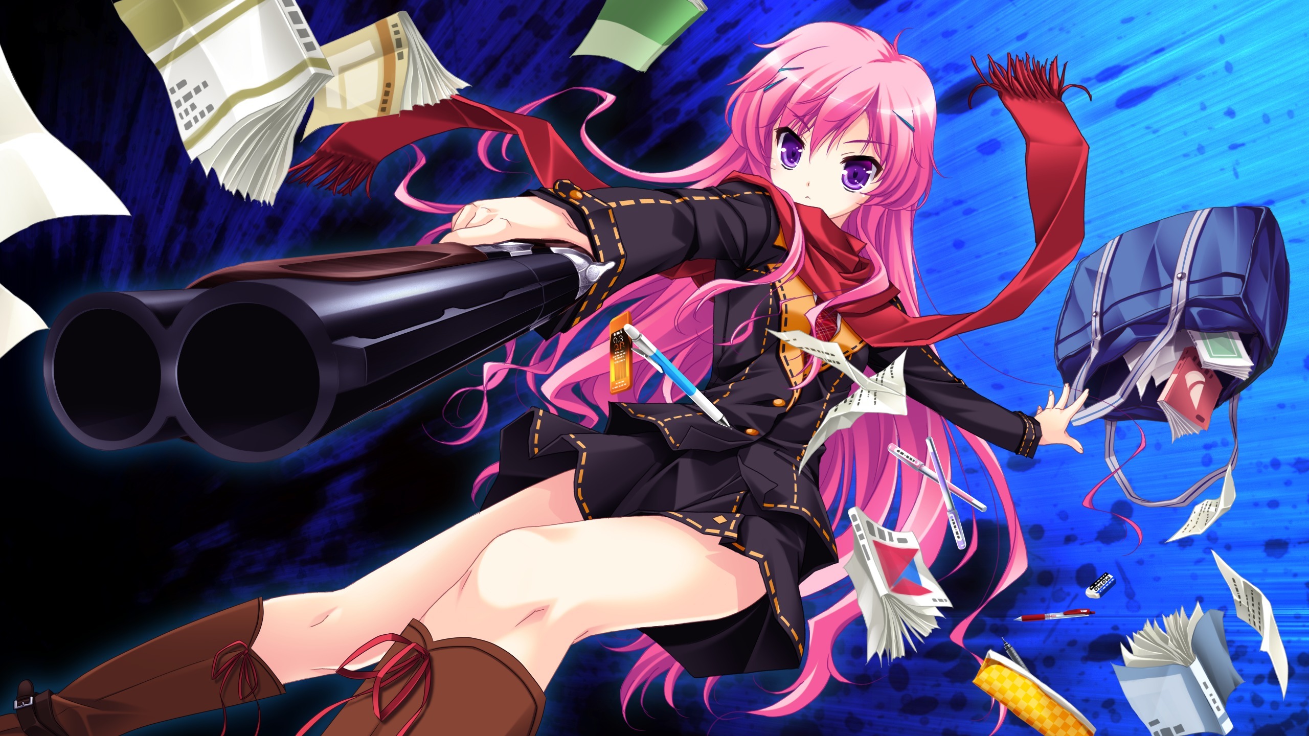 Blauhaarige Frau Anime-Figur. Wallpaper in 2560x1440 Resolution