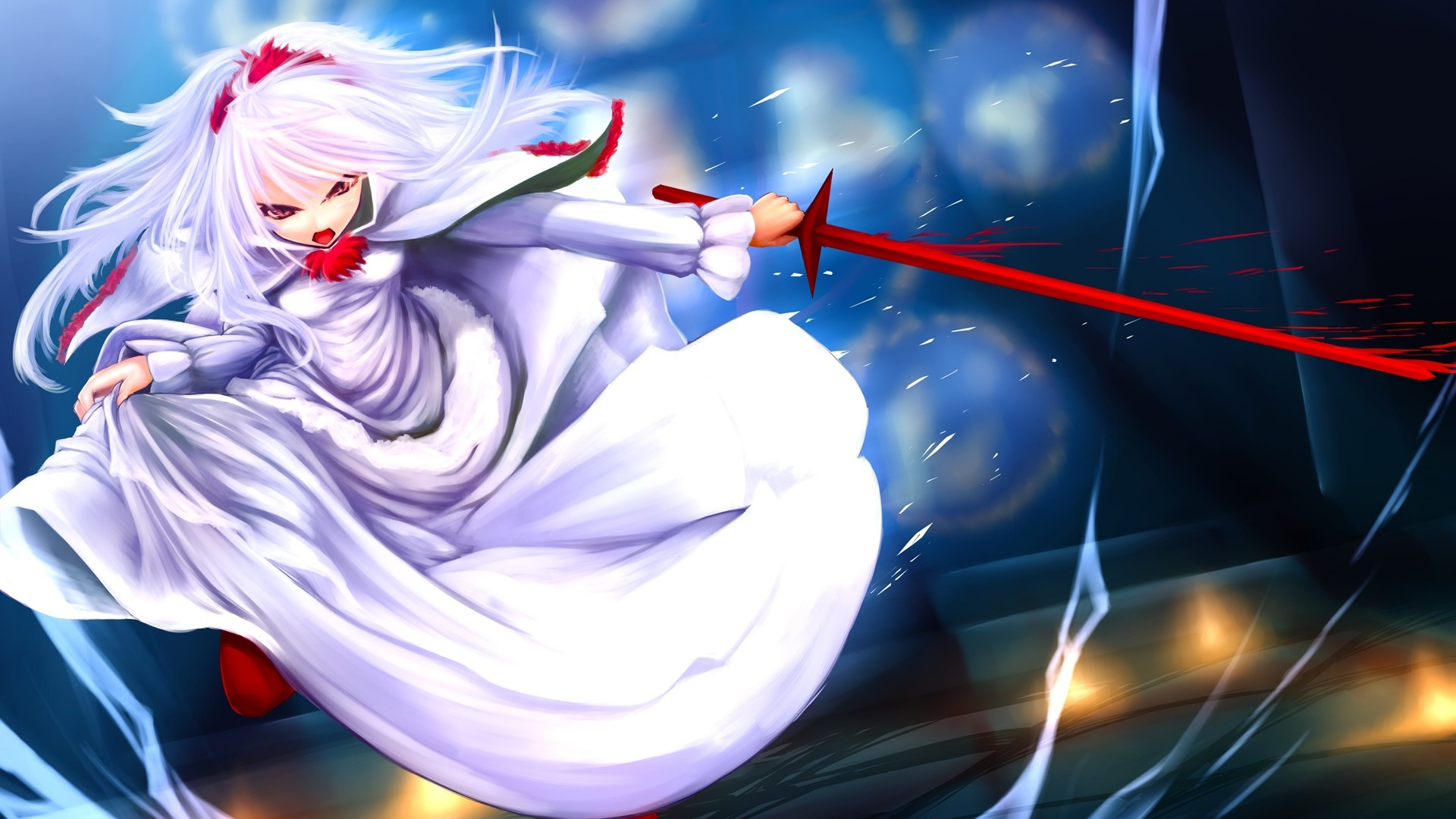 Mujer Blanca y Roja en Vestido Blanco Sosteniendo Arco Ilustración. Wallpaper in 1920x1080 Resolution