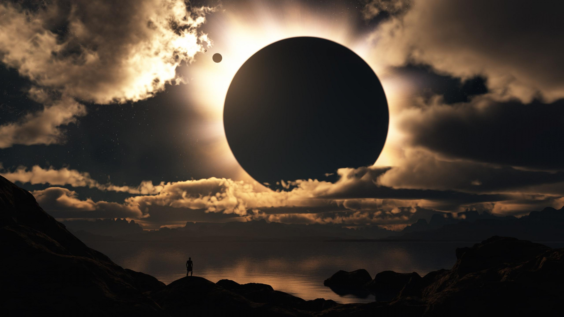 Luna Llena Sobre Las Nubes. Wallpaper in 1920x1080 Resolution