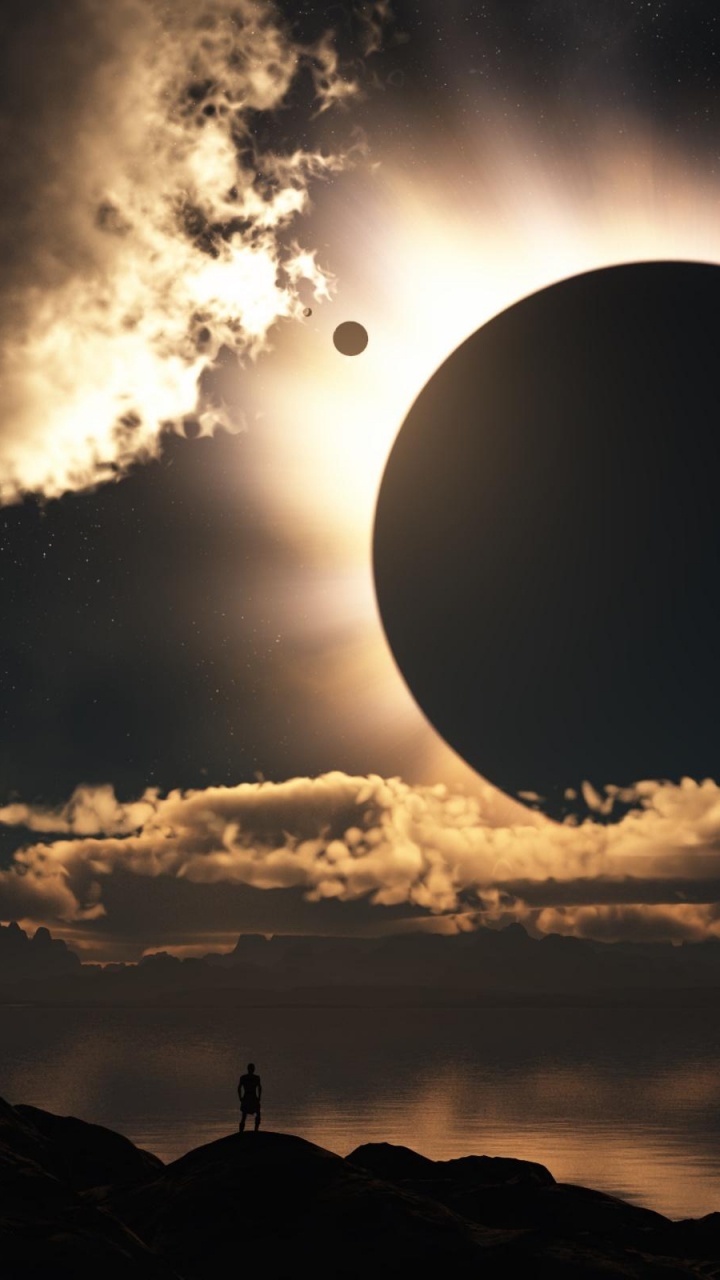 Luna Llena Sobre Las Nubes. Wallpaper in 720x1280 Resolution