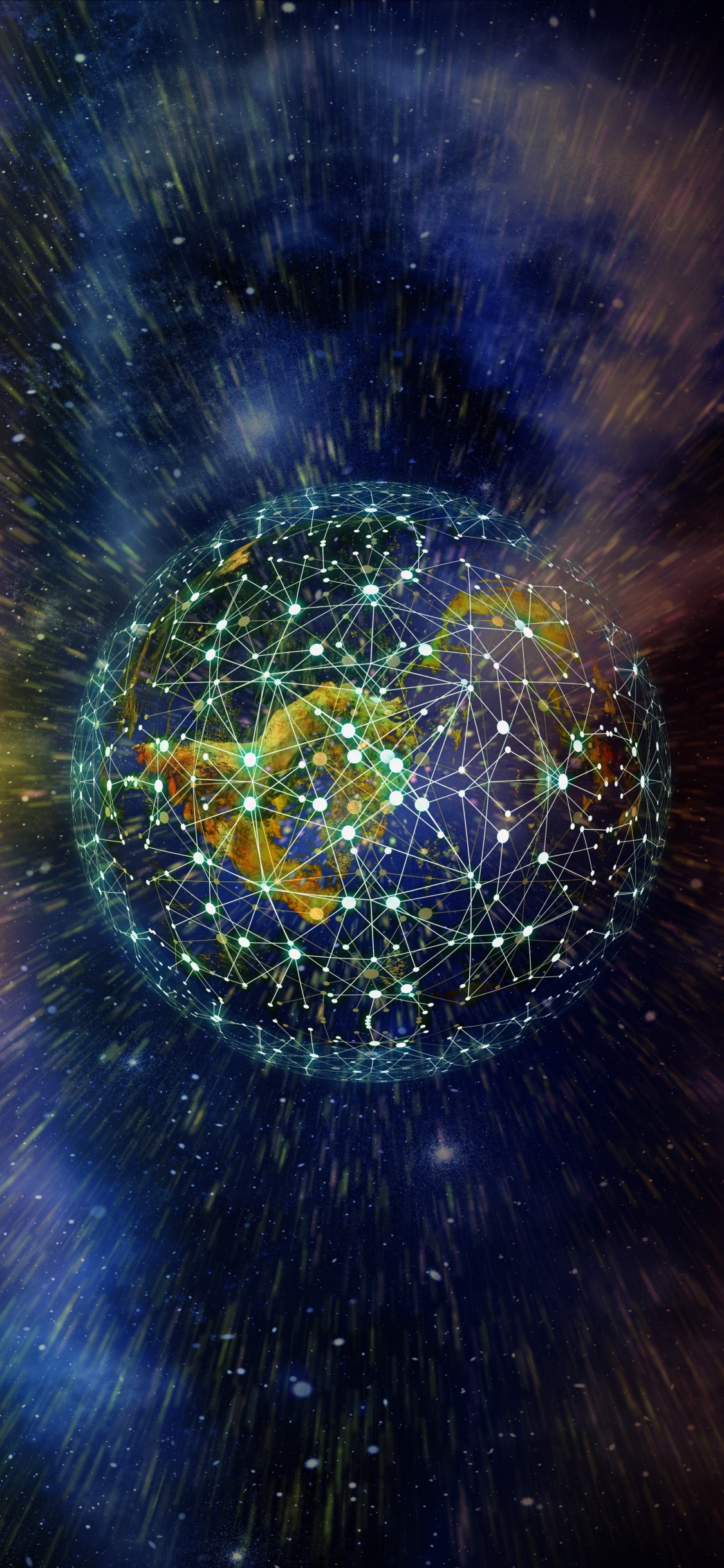 Blue and Yellow Round Ball. Wallpaper in 1125x2436 Resolution