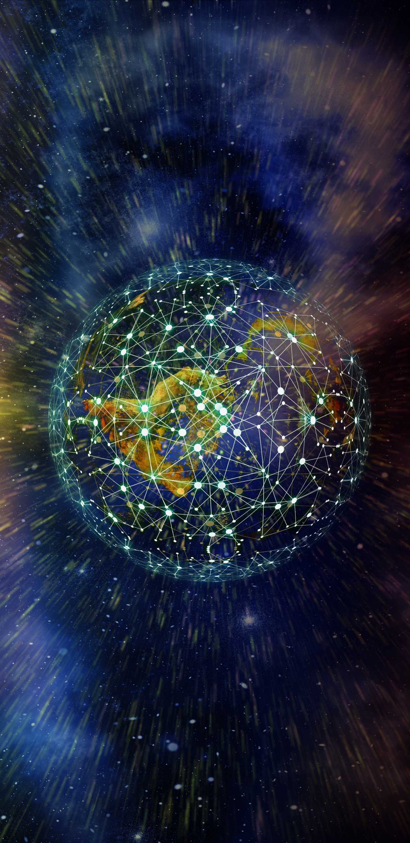 Blue and Yellow Round Ball. Wallpaper in 1440x2960 Resolution