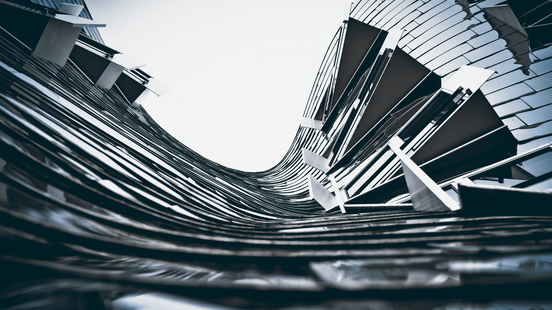 Foto en Escala de Grises de Escaleras de Caracol. Wallpaper in 1920x1080 Resolution