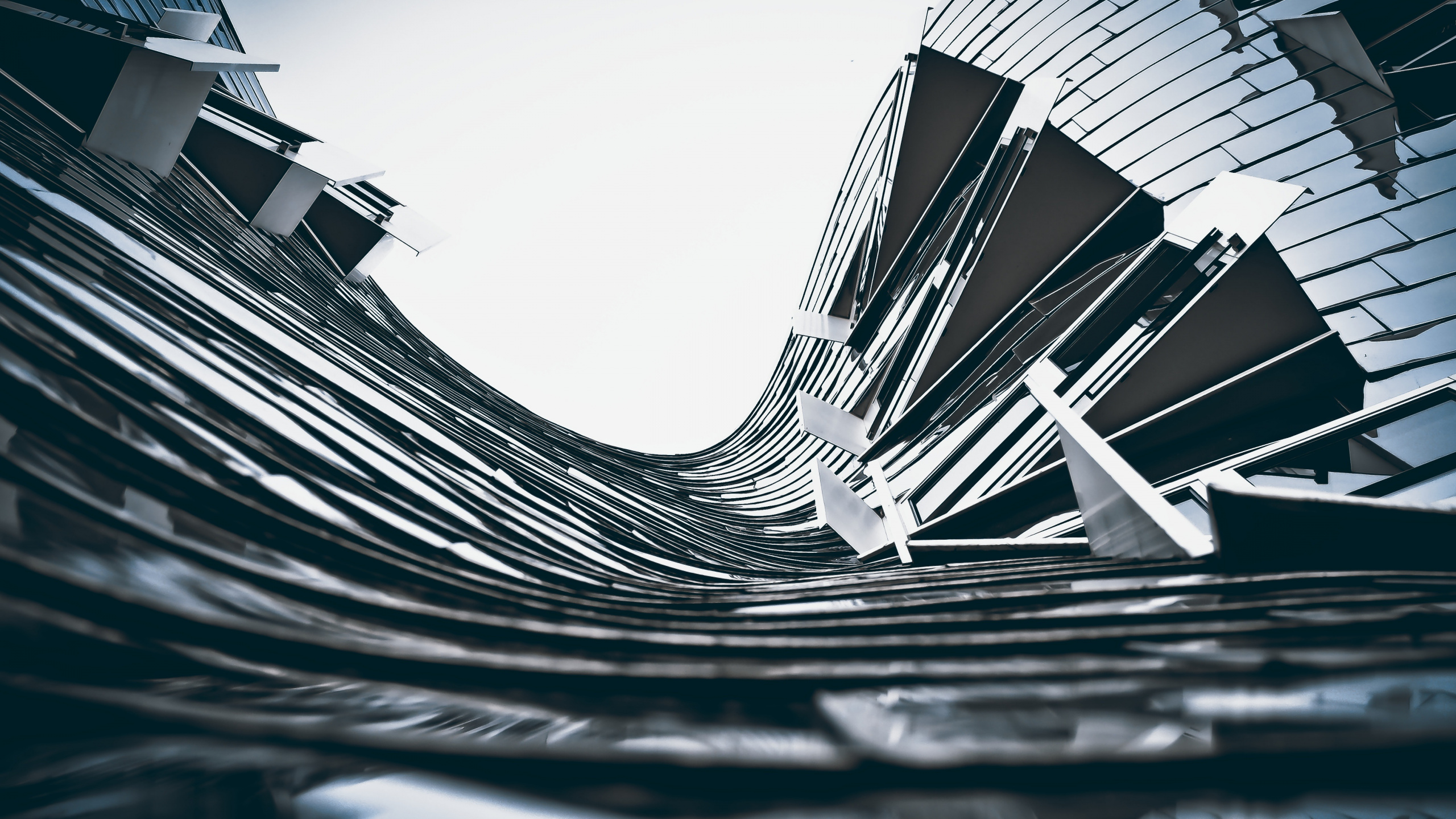 Foto en Escala de Grises de Escaleras de Caracol. Wallpaper in 2560x1440 Resolution