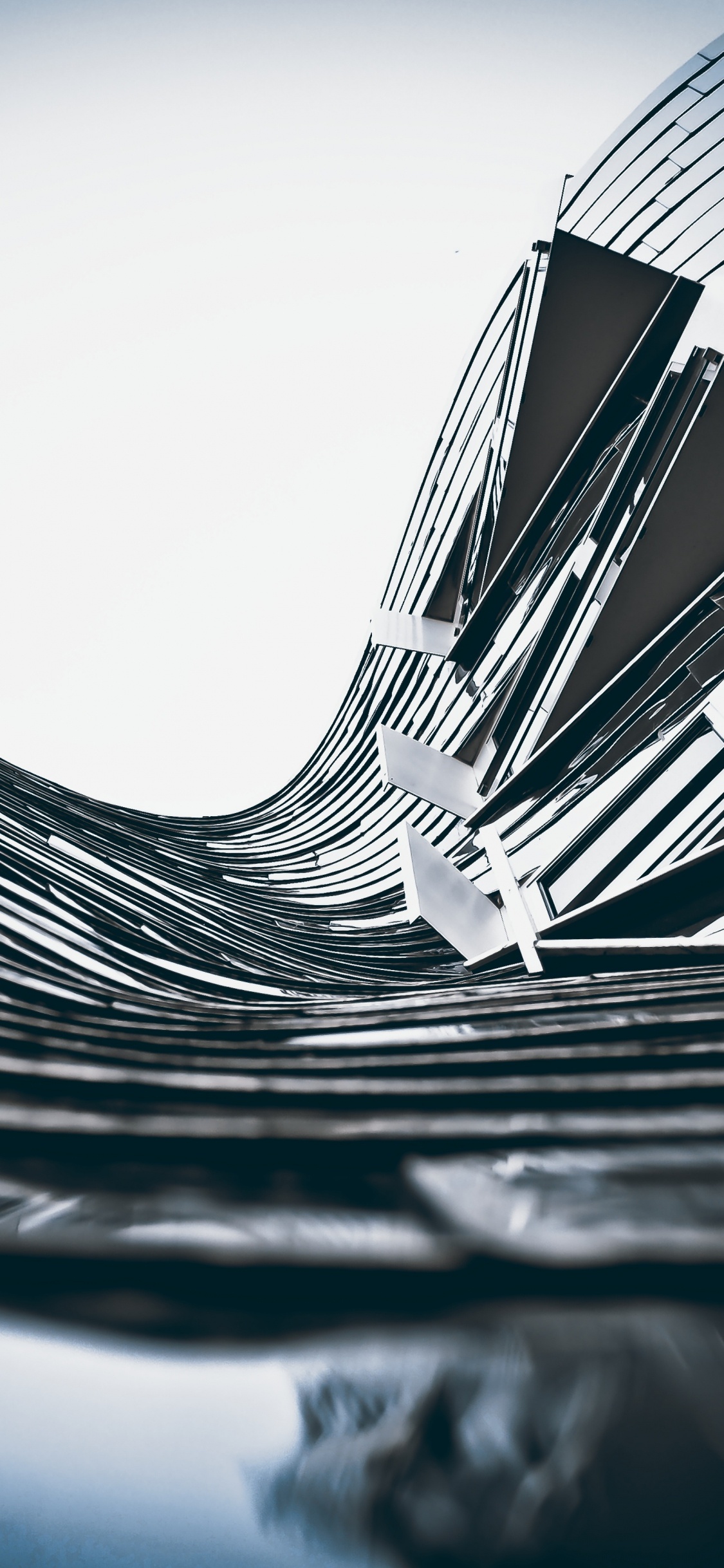 Graustufenfoto Einer Wendeltreppe. Wallpaper in 1125x2436 Resolution